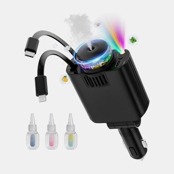 5-in-1 Pro Drive: Retractable Fast Charger with Built-in Aromatherapy & Starlight