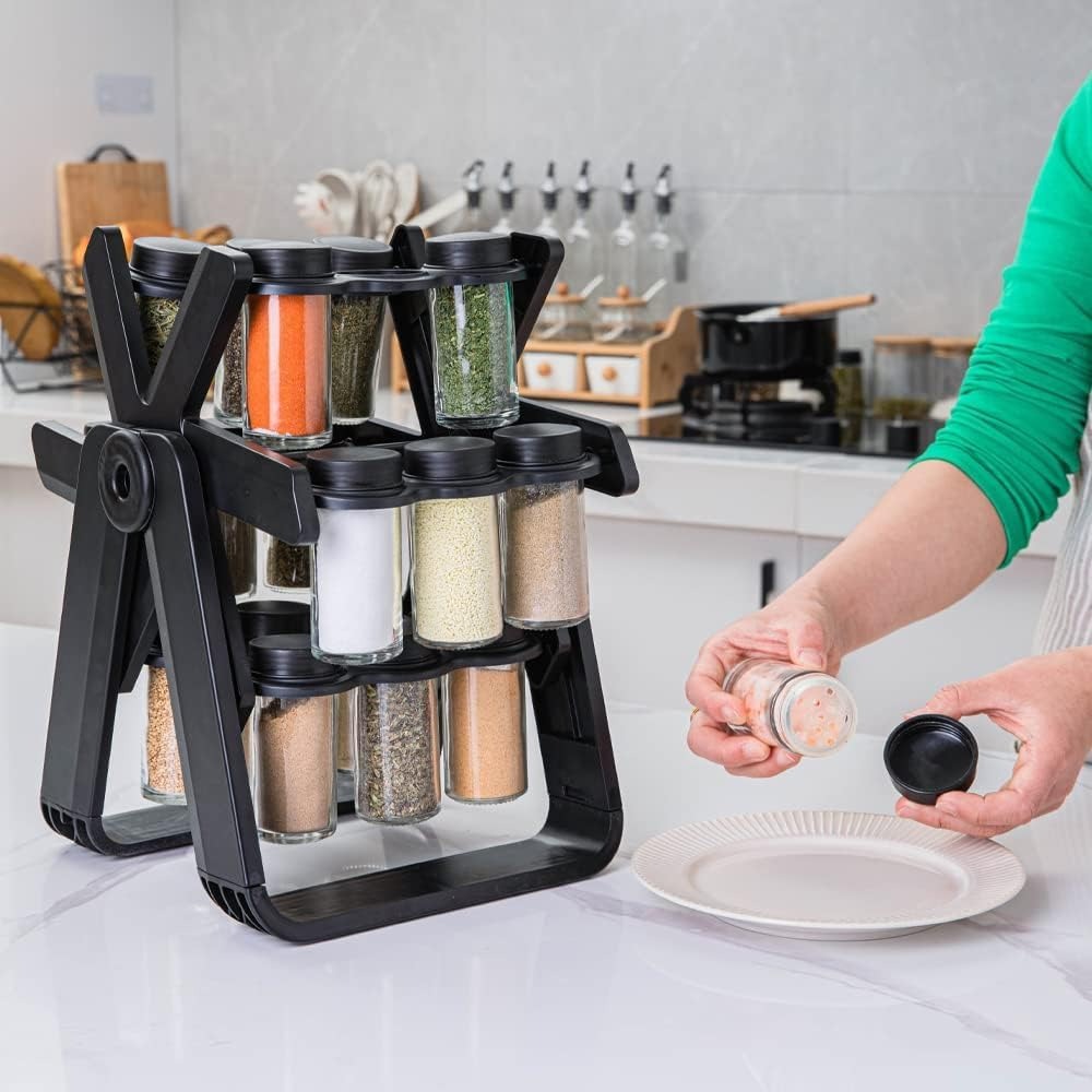 18 Jar Rotating Spice Rack Kitchen Organizer