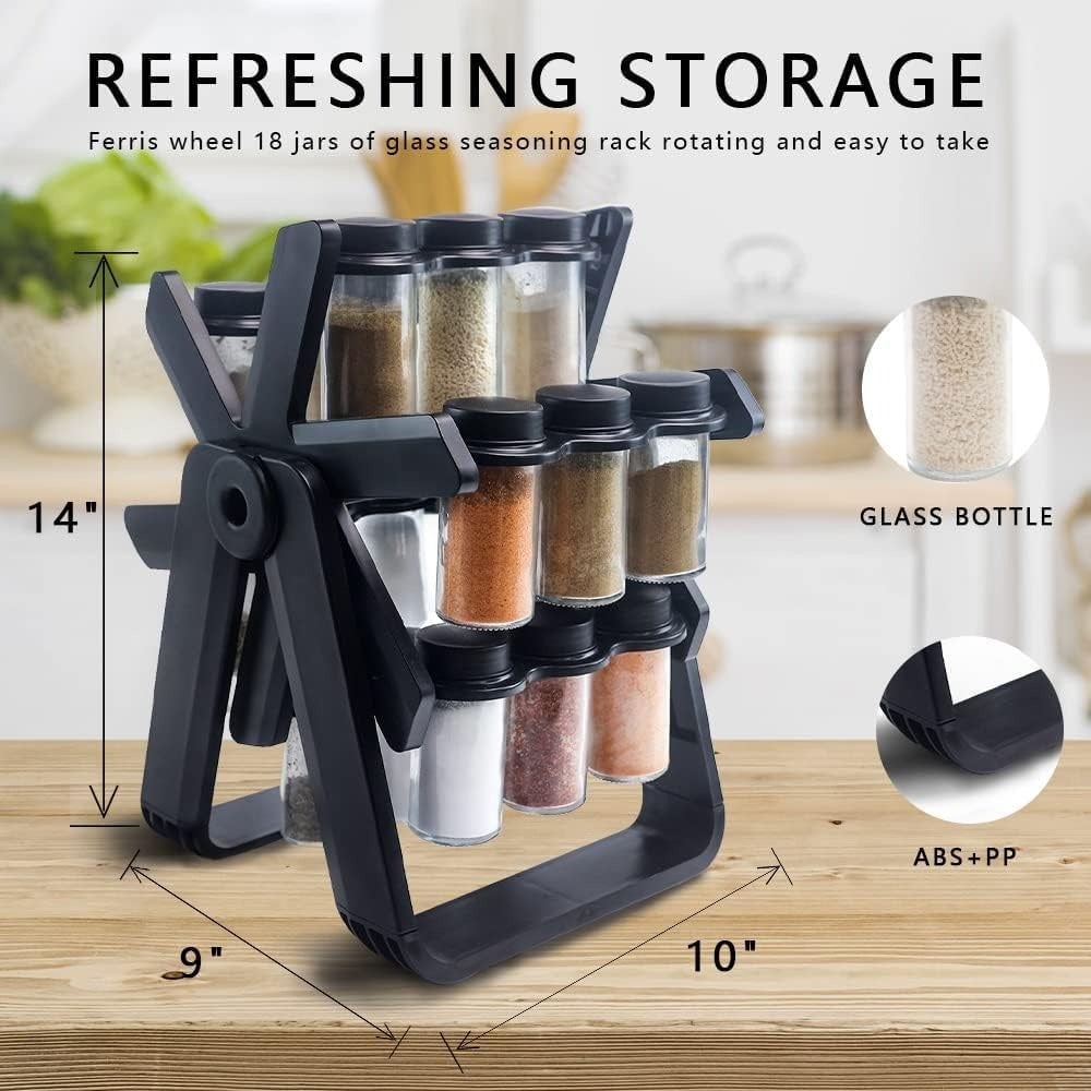 18 Jar Rotating Spice Rack Kitchen Organizer