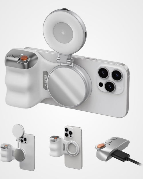 Magnetic Camera Grip with LED Selfie Light