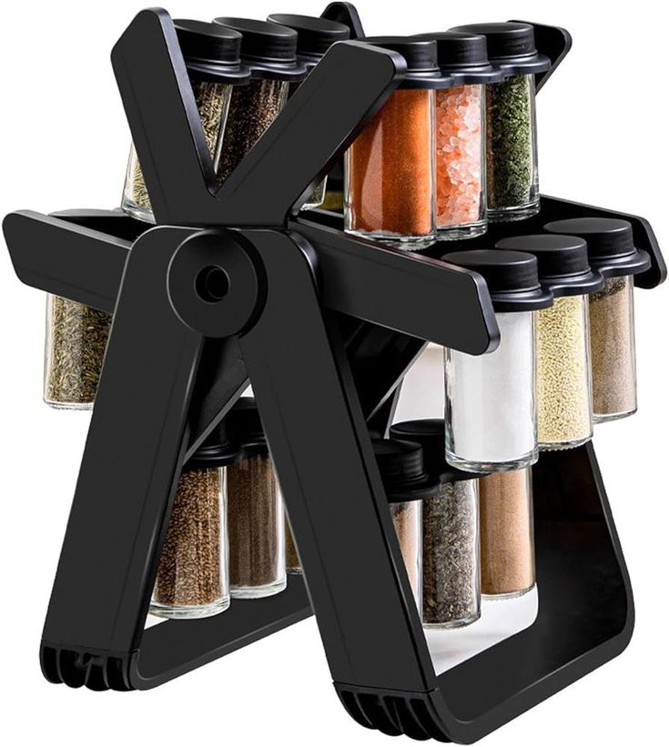 18 Jar Rotating Spice Rack Kitchen Organizer