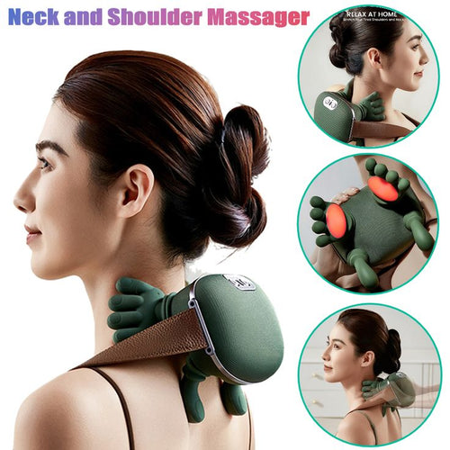 Wireless Shiatsu Neck & Shoulder Massager with Heat – Deep Tissue Relief (Green)