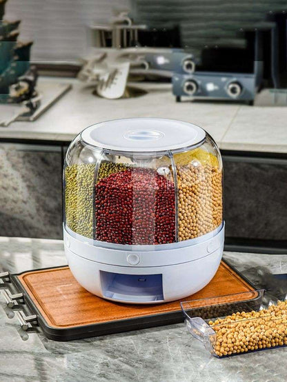 Rotating 6-Grid Grain Storage Dispenser (10L) 360°